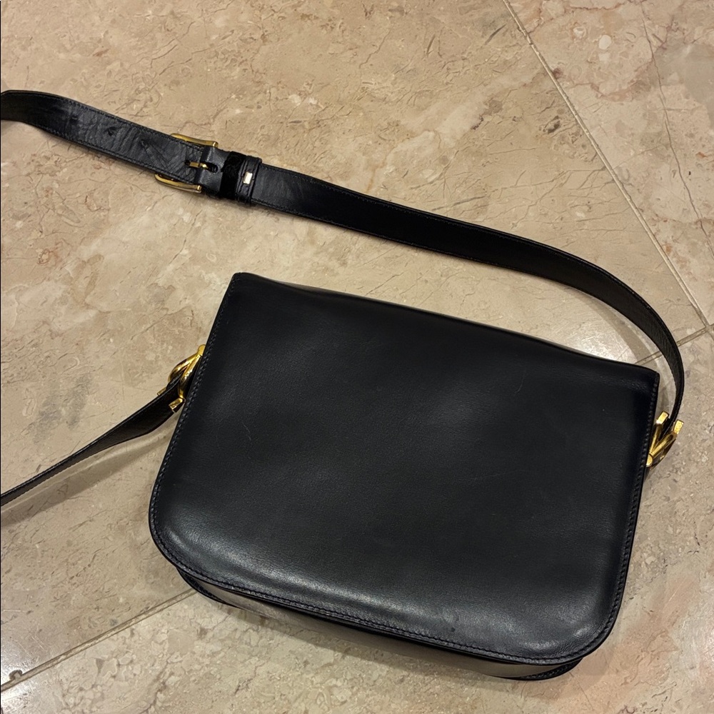 Celine Navy Shoulder Bag with Gold Accent - Picture 6 of 10
